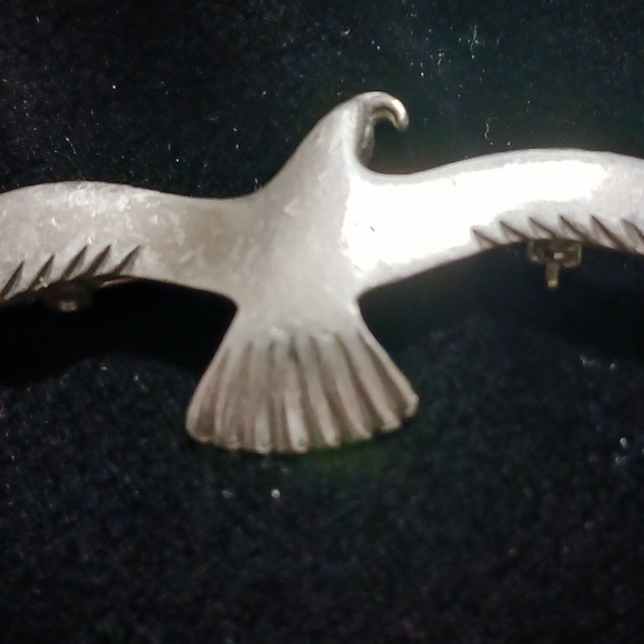 Vintage Modernist Pewter Marked Seagull Brooch Pin - Picture 2 of 8